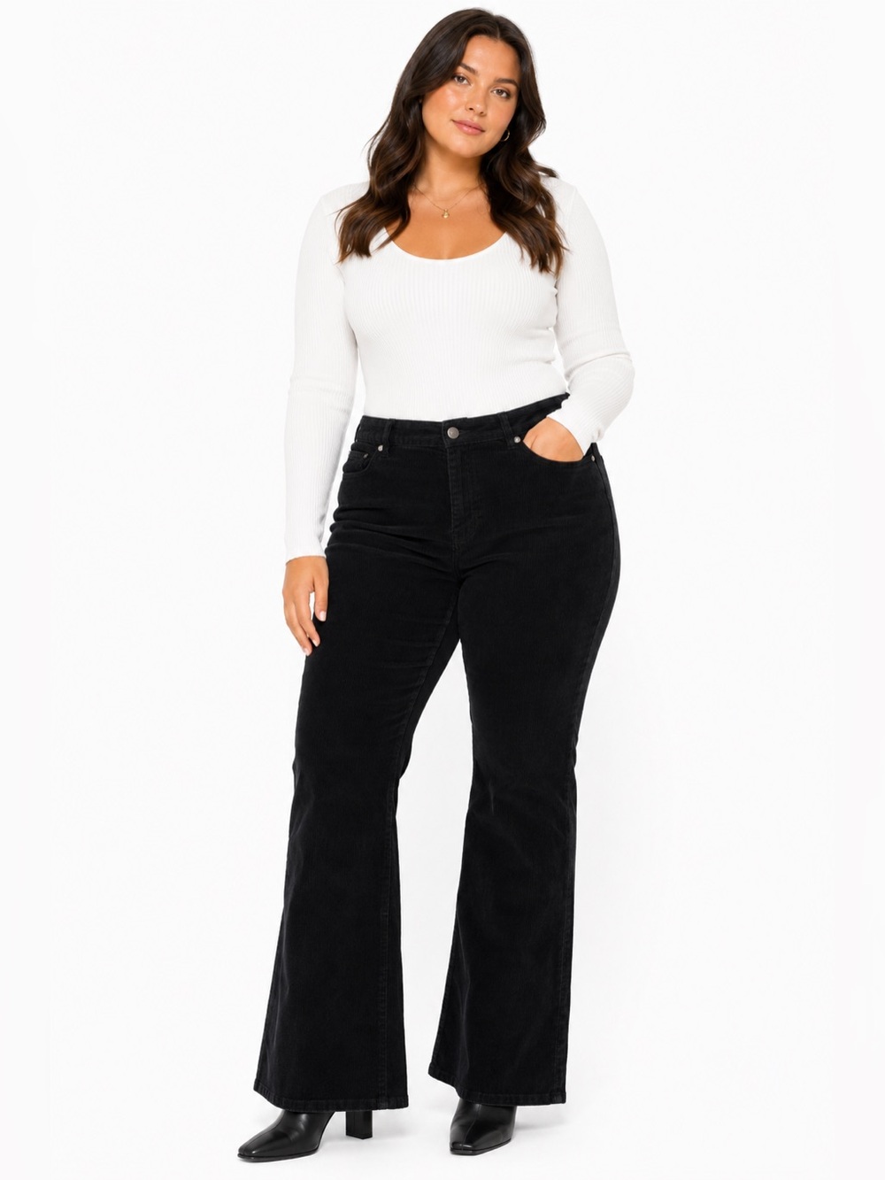90s Y2K Vintage St. John’s Bay Corduroy Bootcut Pants (Black) Size 14